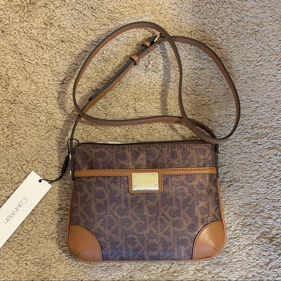 Calvin Klein brown logo crossbody small bag